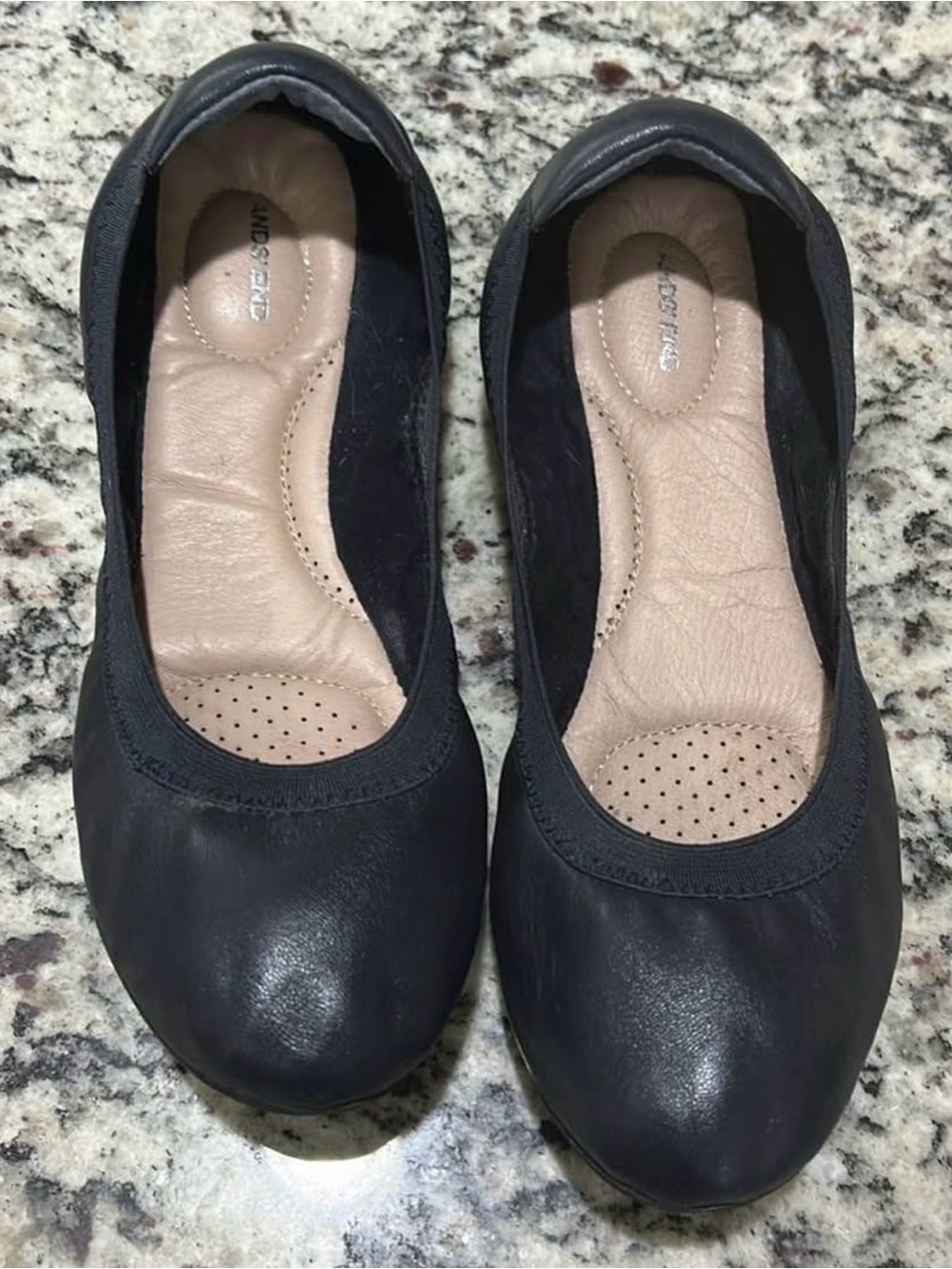 Lands' End Navy Blue Leather Ballet Flats